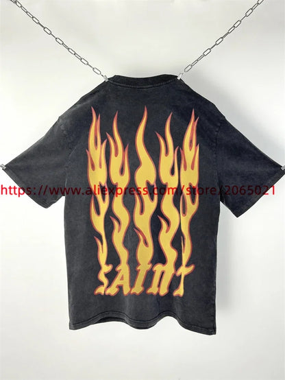 SAINT Vintage NIN Nine-inch Nail T-Shirts Best Quality Vintage Washed T Shirt Tee Tops