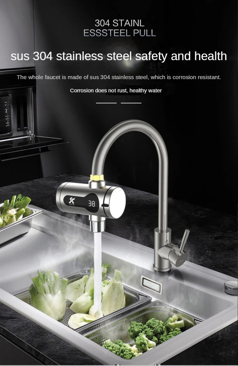 2025 New Kitchen stainless steel electric hot water faucet instant hot heating faucet water heater hot and cold.