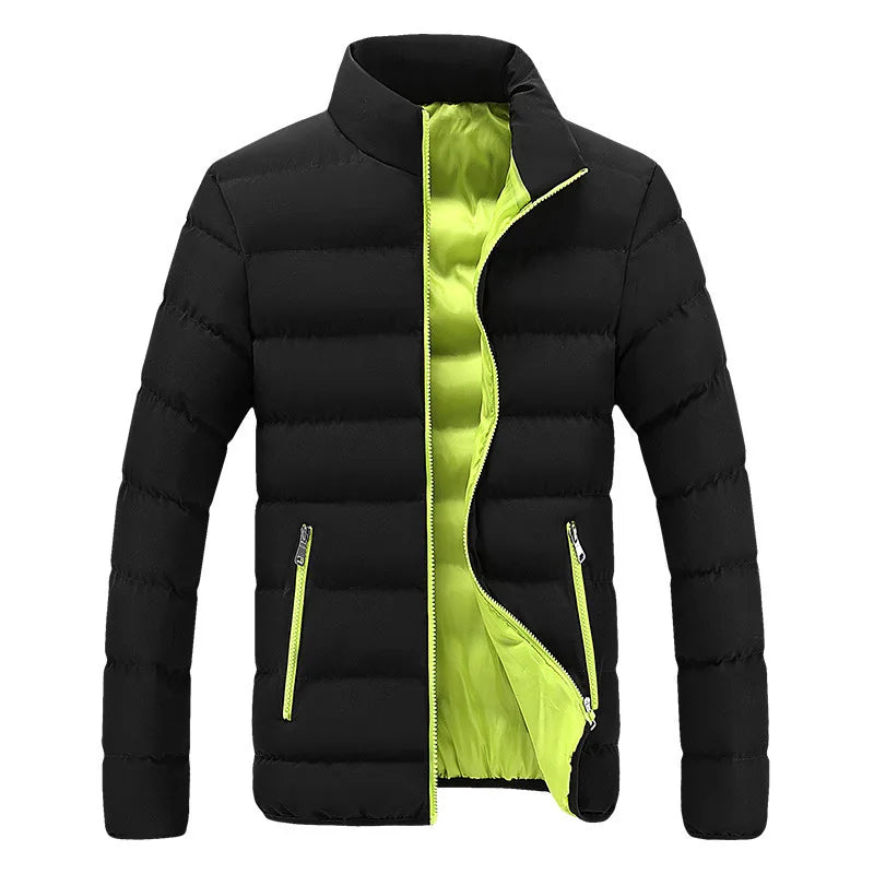2024 Black New Men's Warm Jacket Cotton Padded Jacket Casual Sports Autumn Winter Men Standing Collar Warm Thick Parker Coat Jac.