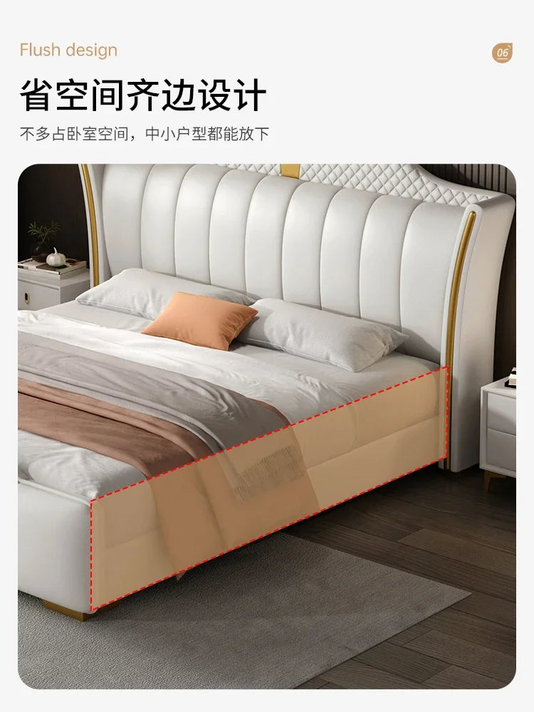 Luxuriöses Doppelbett mit Rahmen, 200 x 200 cm, King-Size-Bett, beleuchtet, 180 x 200, Queen-Size-Bett, luxuriöses, modernes, voll beleuchtetes 2-Personen-Schlafzimmer-Wohnmöbel