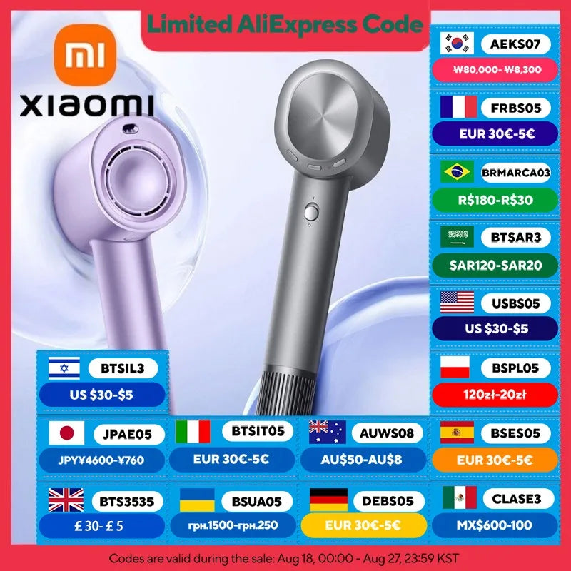 XIAOMI MIJIA High Speed Hair Dryer H701 Water Ion 65m/s Wind Speed 220V Professional Hair Care Quick Drye Negative lon HairDryer.