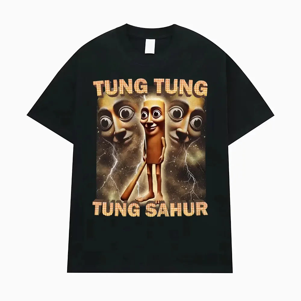 Tung Tung Sahur Fun Baseball Bat Stem 100% Cotton T-shirt Men's Clothing Fashion Humor Style T-shirt Summer Top T-shirt.