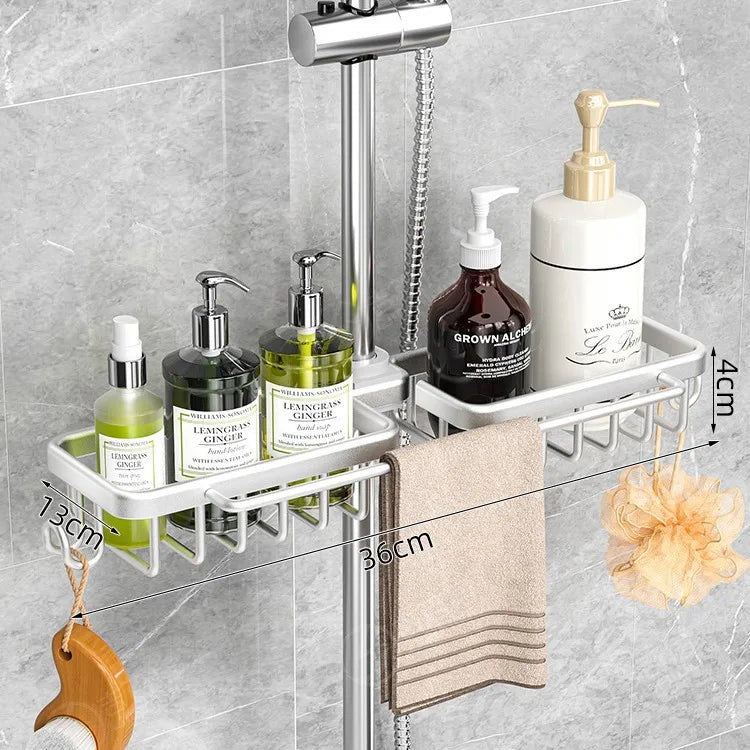 Nicht perforiertes mehrschichtiges Lagerregal für das Badezimmer. Badezimmerregal. Toilettenraum-Duschregal aus Aluminium