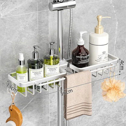 Nicht perforiertes mehrschichtiges Lagerregal für das Badezimmer. Badezimmerregal. Toilettenraum-Duschregal aus Aluminium