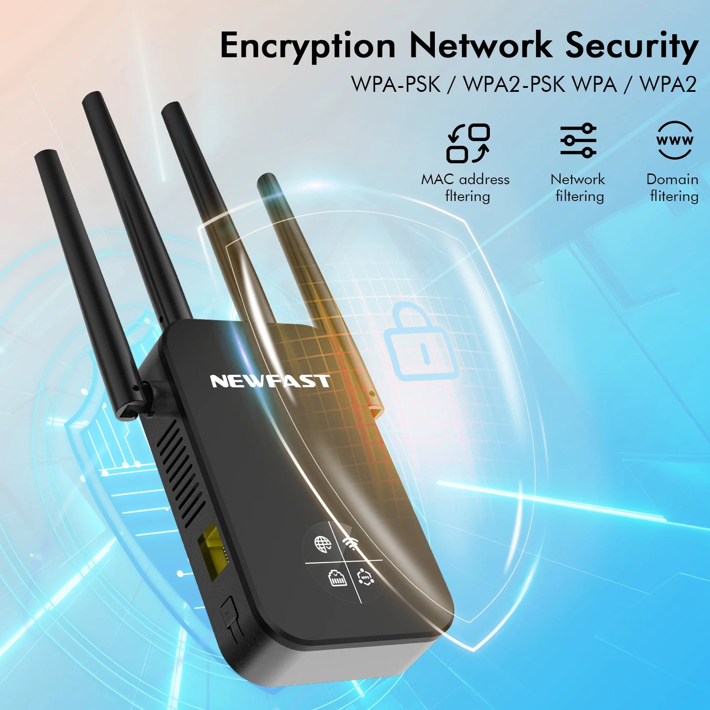 Comfast 1200Mbps Wifi Repeater 2.4/5G Dual-band Wireless WIFI Extender Smart Screen Home Router 4 Antennas WPS/RESET EU Plug