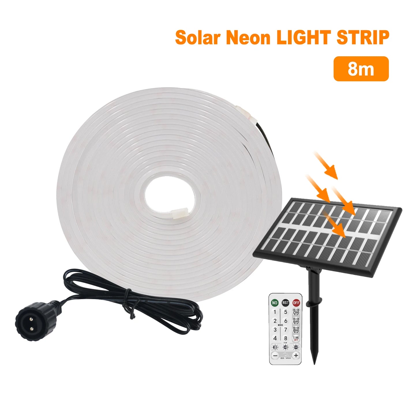 10M Solar Neon LED Strip Outdoor Pool IP67 Waterproof Flexible 2835 LED Tape Light Sign With Remote 24V 120LEDs/M Tube Diode