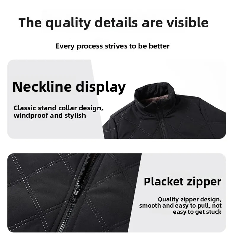 2025 Men's Warm Parker Coat Autumn/Winter Outdoor Sports Thick Anti Cold Cotton Jacket Stand up Collar Checkered Cotton Coat.