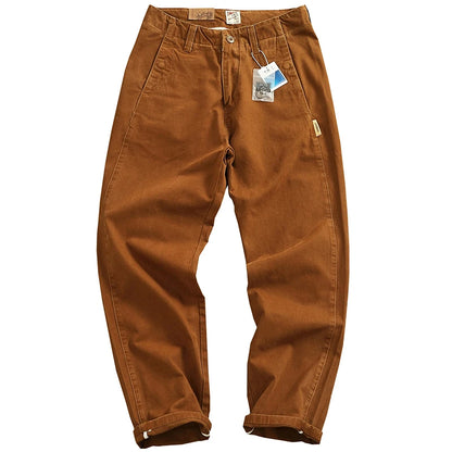Spring And Autumn New American Retro 100% Cotton Multi-pocketed Washed Old Straight Casual Pants Loose Fashion Cargo Trousers.