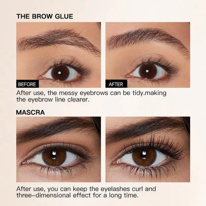 Natural Curling Waterproof Mascara Eyelash Primer Set Black Volumizing Long Lasting Non Smudged Formula Lash Care.