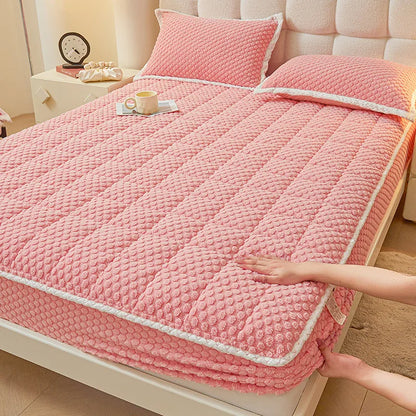 Milk Velvet Mixed With Cotton Home Bed Sheet Thickened Bed Cover Winter Velvet Mattress Coral Velvet Protective Bed Cover ZF606