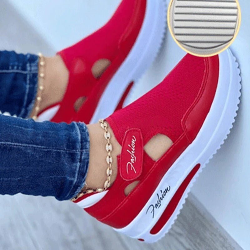 Rote Turnschuhe Frauen Schuhe Frau Tennis Schuhe Leinwand Schuh Weibliche Casual Schuhe Damen Sport Schuhe Plattform Sneaker Aushöhlen Schuhe.