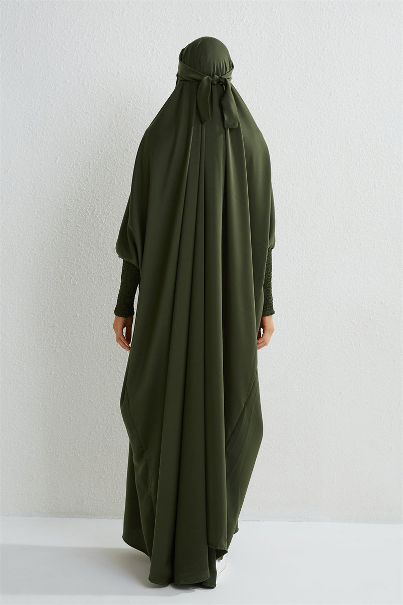 Muslimische Abaya mit Kapuze, Smockärmel, einteiliges Gebetskleid, Damen, Jilbab, islamische Kleidung, Dubai, Saudi-Arabien, schwarze Robe, türkische Bescheidenheit