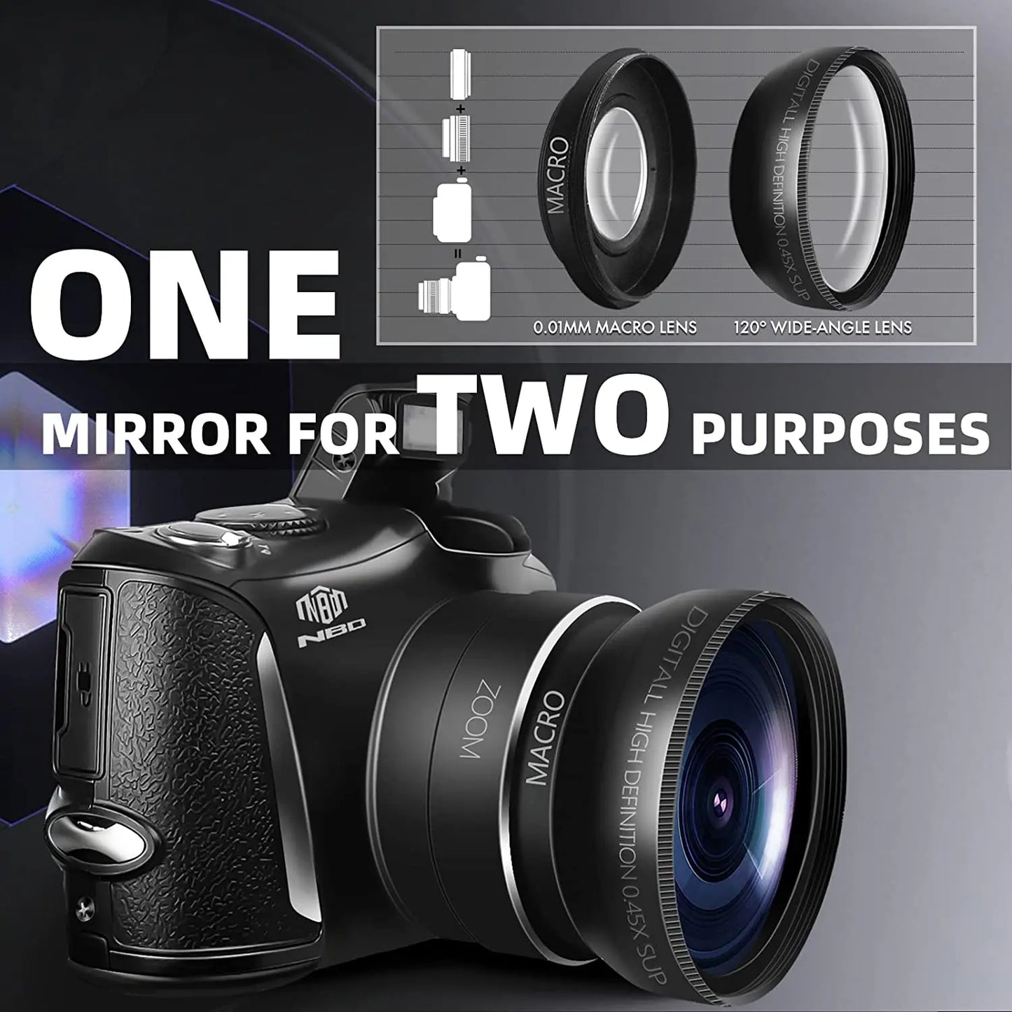 NBD 4K Digital Camera Ultra 48MP Camera Vlogging Camera with Wide Angle Lens 16X Digital Zoom 3.0 Inch Screen Camera.