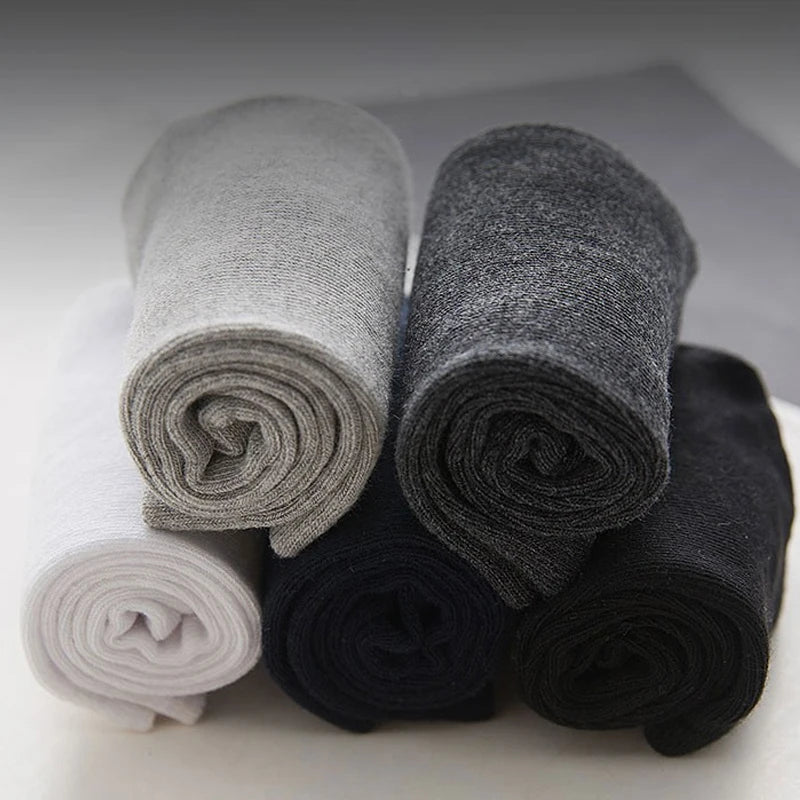 HSS 5/10 Pairs Men's Cotton Blend Socks Black Business Men Socks Soft Breathable Summer Winter for Male Socks Plus Size (6.5-14).