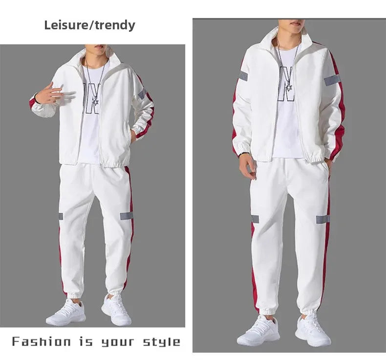 Trendy Men's Sportswear Set Casual Open Cardigan Sweatshirt Jacket with Pants Autumn Winter New Style Cross-Border Clothing.