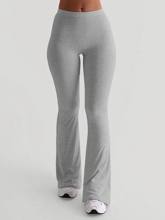 Frauen Casual Solide Farben Hohe Taille Schlaghosen Trendy Bootcut Hose Ausgestellte Leggings Hosen für Streetwear