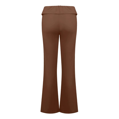 Damenmode, einfarbig, schmale Passform, schmale Reverse-Taille, niedrige Taille, elastische Taille, Schlaghose, Hose für Damen, Damenhose 2024