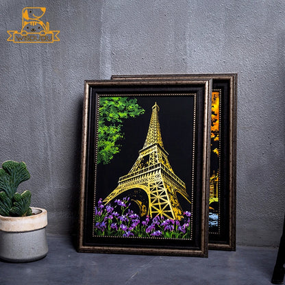 4PCS Scratch Art Paper World Landmarks Animals Painting Toy with Stylus Stress Relief Drawing Kids Adult Gift Glow in Dark Craft.