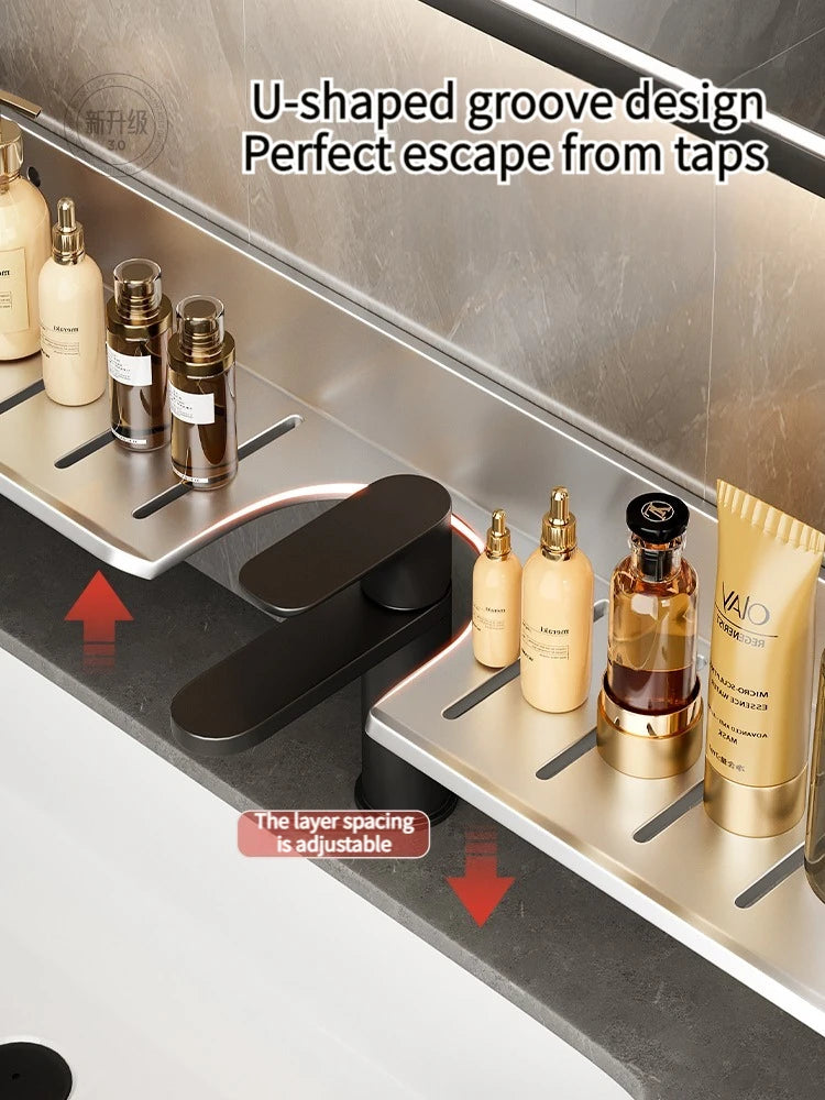 Badezimmerregal aus Aluminium, Badezimmerregal, WC-Lagerregal, WC- und Küchenregal, zum Aufhängen an der Wand, stanzfreies Regal