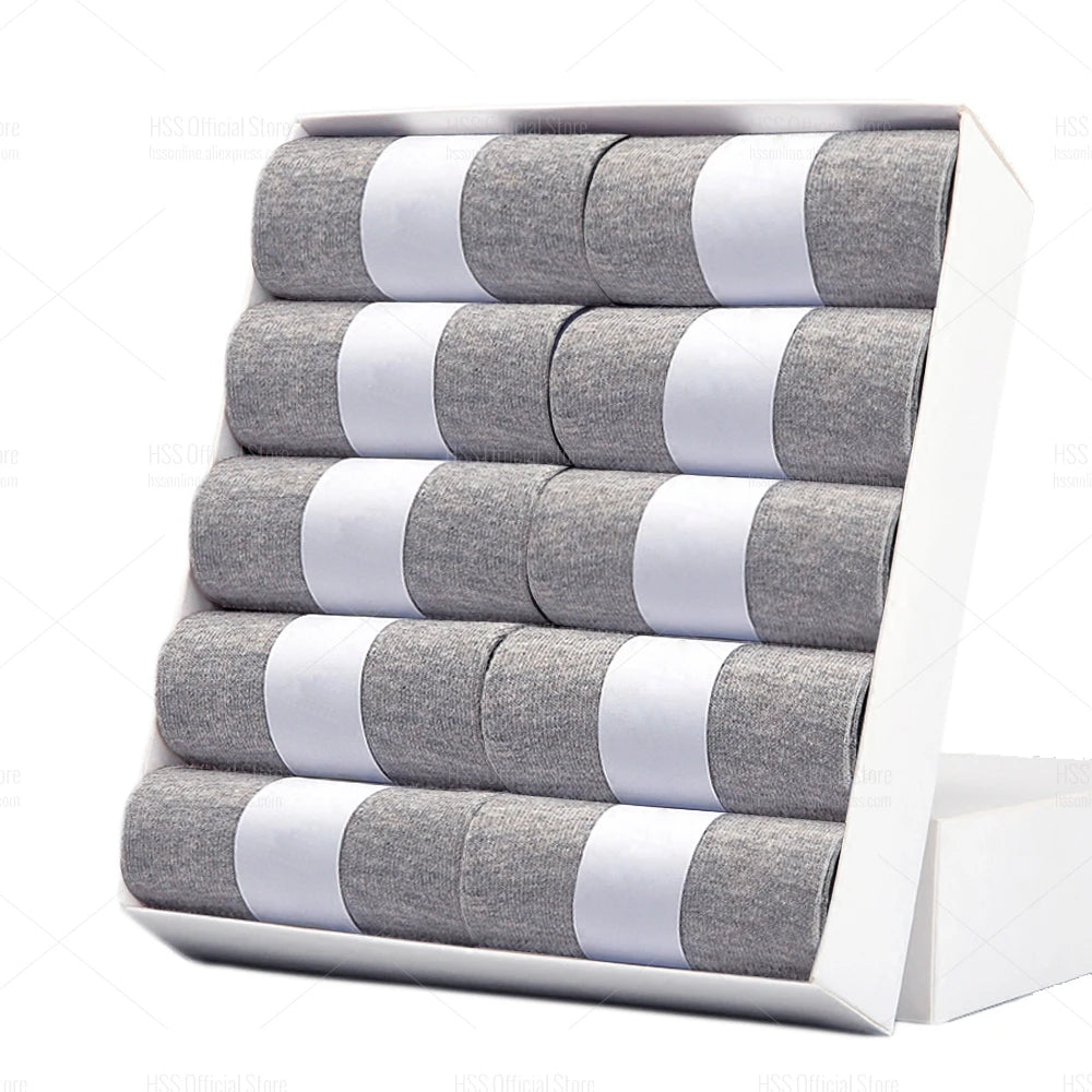 HSS 5/10 Pairs Men's Cotton Blend Socks Black Business Men Socks Soft Breathable Summer Winter for Male Socks Plus Size (6.5-14)