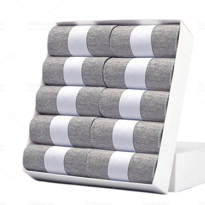 HSS 5/10 Pairs Men's Cotton Blend Socks Black Business Men Socks Soft Breathable Summer Winter for Male Socks Plus Size (6.5-14)