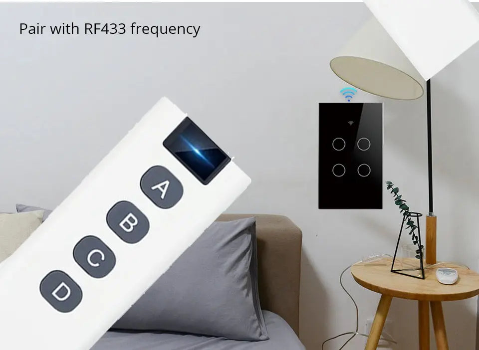 Tuya WiFi Smart Licht Schalter UNS Standard Arbeit Mit Alexa Google Home Wand Touch Schalter 110 V 220 V RF433Mhz Fernbedienung 1 2 3 4 Gang.