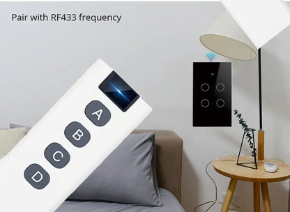 Tuya WiFi Smart Licht Schalter UNS Standard Arbeit Mit Alexa Google Home Wand Touch Schalter 110 V 220 V RF433Mhz Fernbedienung 1 2 3 4 Gang.