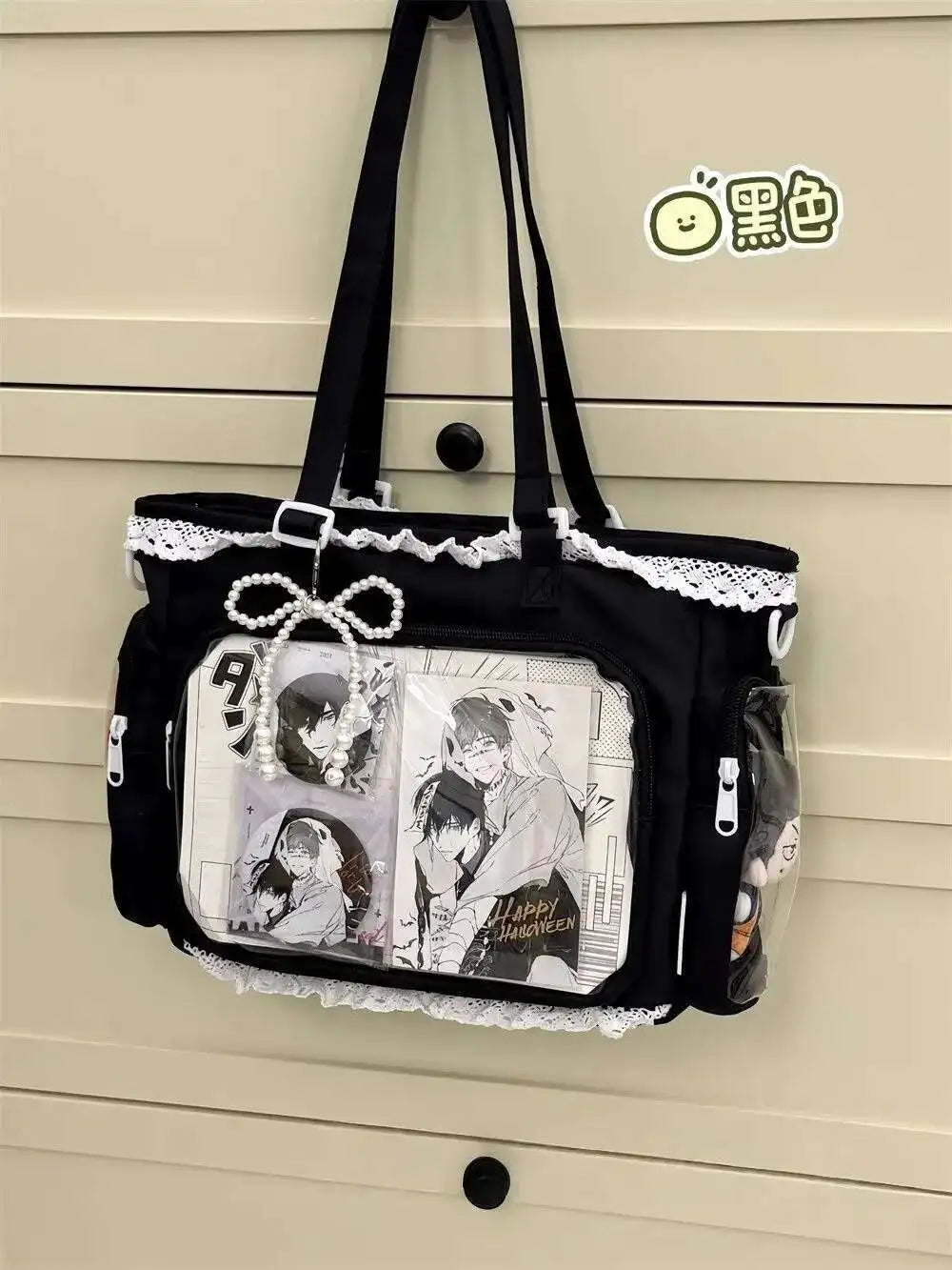 New Y2K Cute Japanese Ita Bag Lolita Girl Transparent Shoulder Tote Bag Large Capacity Crossbody Casual Bag DIY Display Handbags