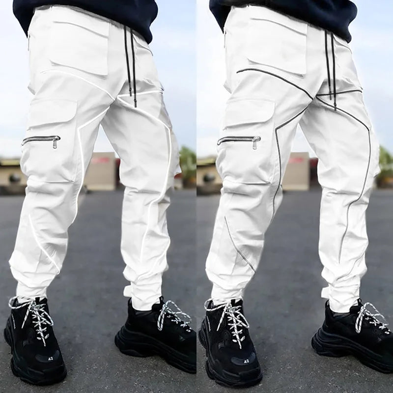 Men's Reflective Cargo Pants 2025 New Hip Hop Casual Joggers Trousers Multi-Pocket Men Sweatpants Streetwear Sports Pant M-3XL.