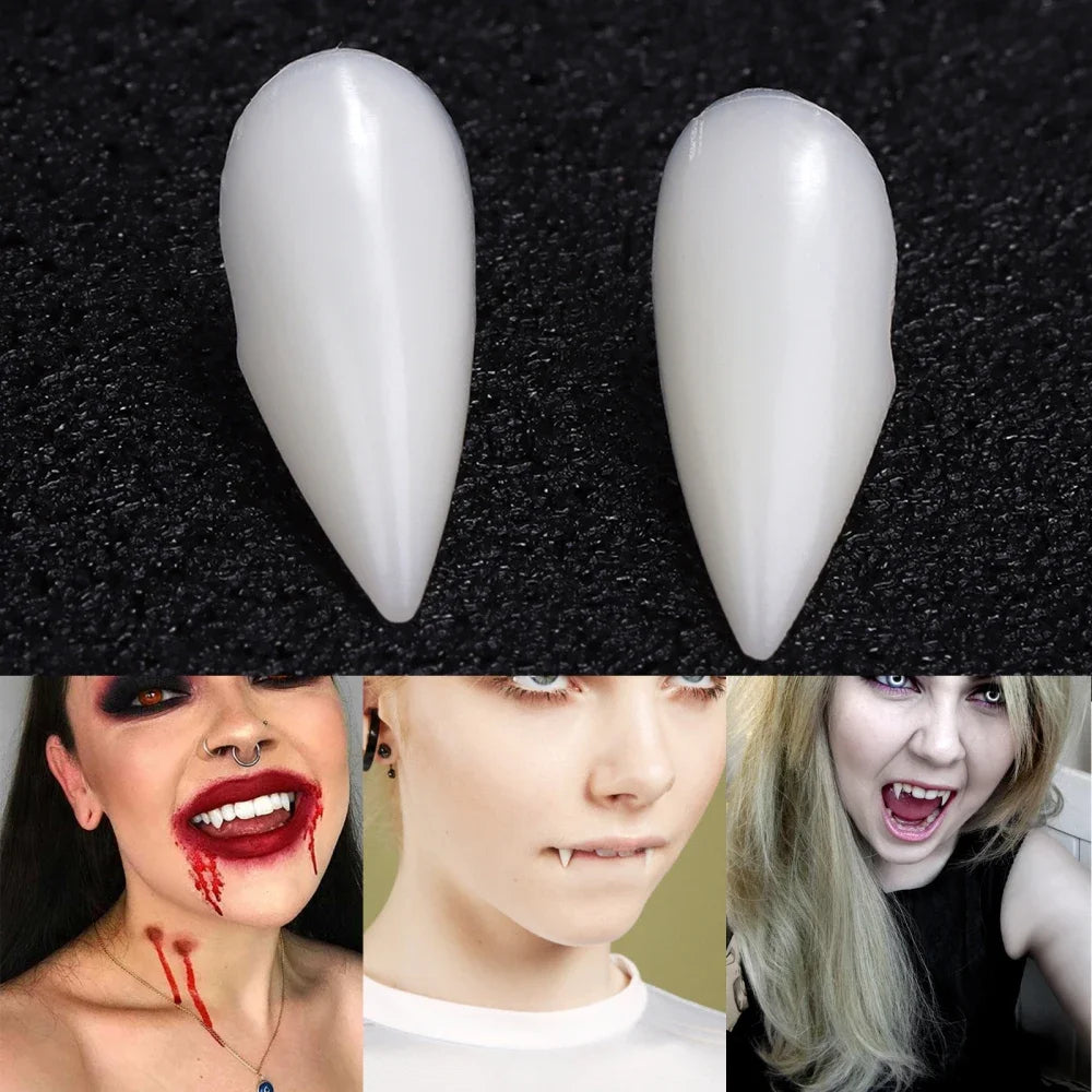 5Pairs Halloween Vampir Zähne Fangs Zahnersatz Prop Party Kostüm DIY Cosplay Requisiten Dekor Falsche Zähne Harz Fangs Mit Solide kleber.