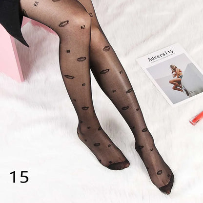 Sexy Women love Dot Embroidery Silk Stocking Thin Vintage Faux Tattoo Thigh Sheer Pantyhose Female Elastic Hosiery girls Tights.