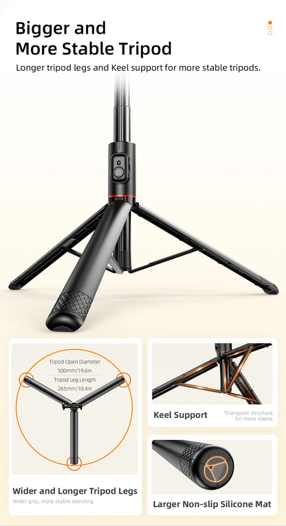 Selfie Stick with Wireless Bluetooth Remote, Portable 72 Inch Aluminum Alloy Selfie Stick Phone Tripod for iOS Android Cellphone.