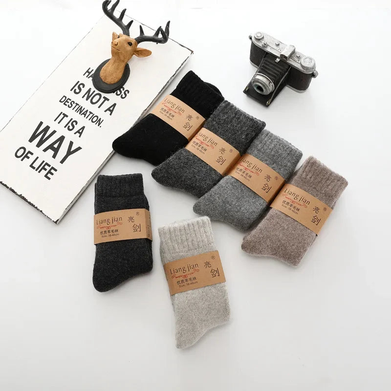 Super Warm Funny Happy Male Men Thicker Solid Socks Merino Wool Rabbit Socks Snow Winter Socks calceta hombre skarpety meskie.