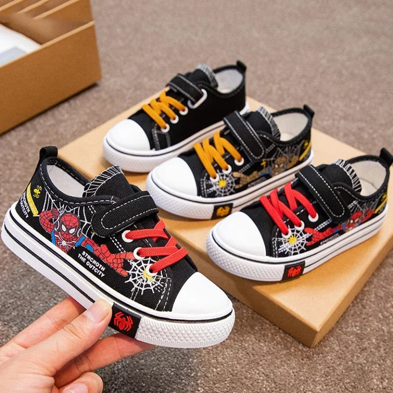 Disney Children's Canvas Shoes Spiderman Boys Sneakers Anti-slip Student Shoes Kids Soft Bottom Outdoor Shoes Sport Shoes.