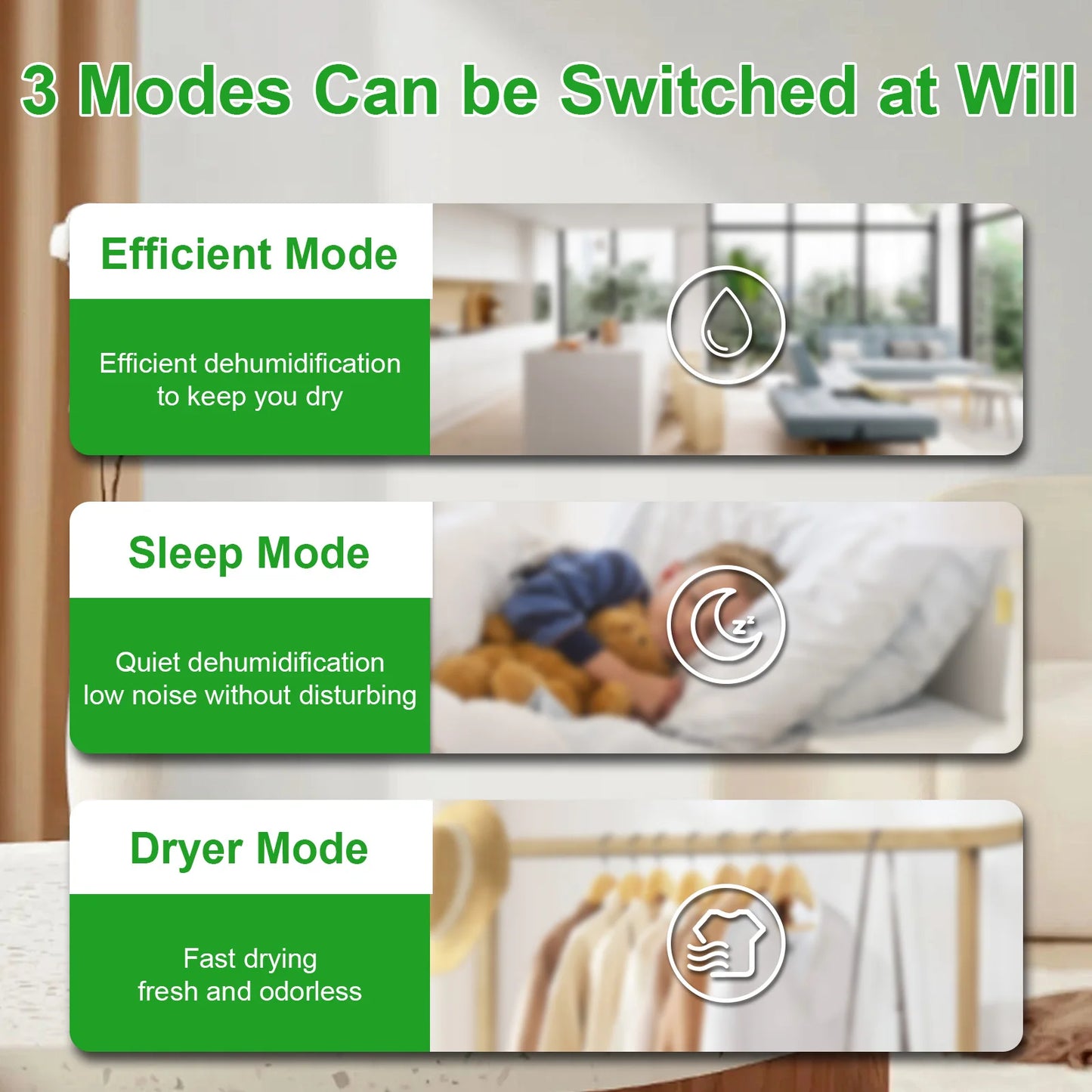 LOEFME 3000ml Electric Dehumidifier Large Air Dryer Drying Mode Mould Moisture Damp with Timer 800mL/Day for Home Bedroom Office.