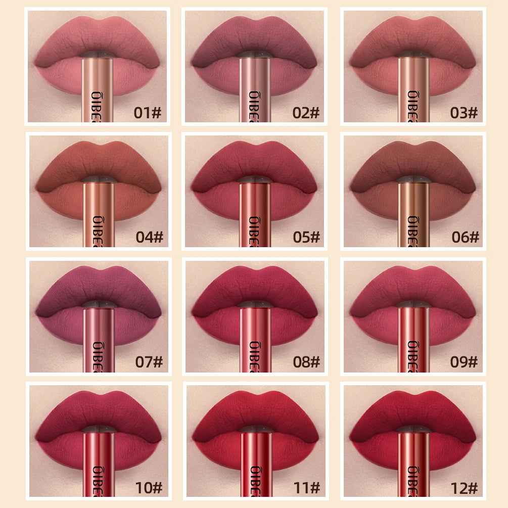QIBEST Matte Liquid Lipstick Waterproof Long Lasting Lip Gloss Velvet Mate Nude Red Tint Tube Lipsticks Lipgloss Makeup Cosmetic.