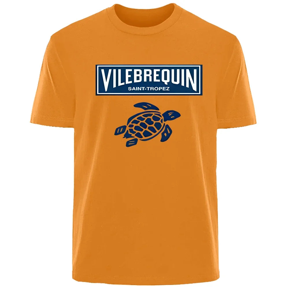 Interesting turtle outdoor travel vacation T-shirt for men, 100% pure cotton comfortable, loose and breathable top for summer.