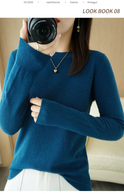 Herbst Winter frauen Pullover Oansatz Kaschmir Solide Pullover Schlank Bodenbildung Shirt Langarm Casual Grundlegende Pull Femme Pullover