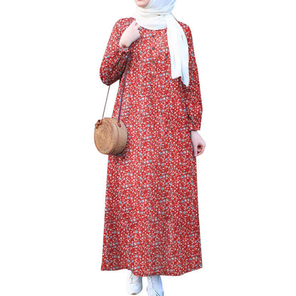 ZANZEA Islamic Women Floral Print Maxi Dress Long Sleeve Loose Casual Abaya Robes 2025 Spring Muslim Hijab O Neck Kaftan Dresses.