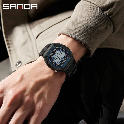 SANDA 2156 Fashion Mens Watch Military Water Resistant Sport Watches Army Big Dial Led Digital Wristwatches Stopwatches For Male.