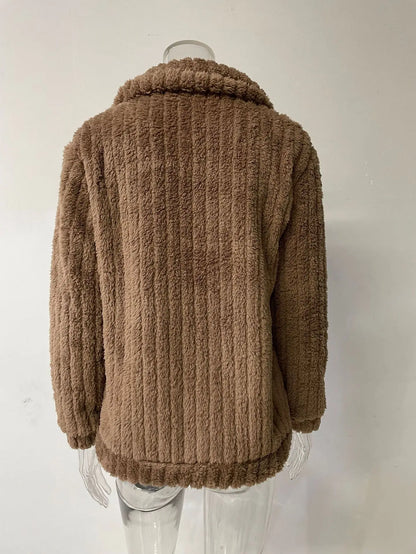 2025, Herbst und Winter, neue Mode, Damenpullover, Mäntel, Übergröße, Fleece-Strickjacke, kurzer Kragen, Tops, Damenbekleidung