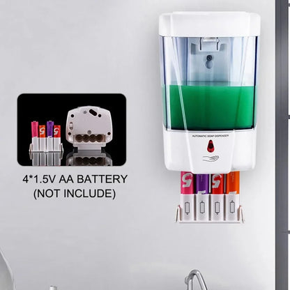 Automatischer berührungsloser Seifenspender 700 ml, wandmontierter, batteriebetriebener Sensor-Handwascher mit großem Fassungsvermögen für Badezimmer und Küche