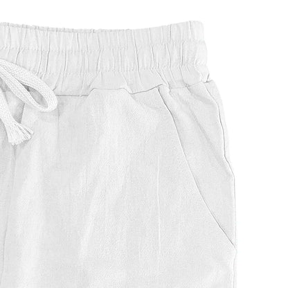 Men's Linen Casual Pants Elastic Waist Beach Pants Lightweight Drawstring Summer Yoga Pants Solid Color Beach Pants.