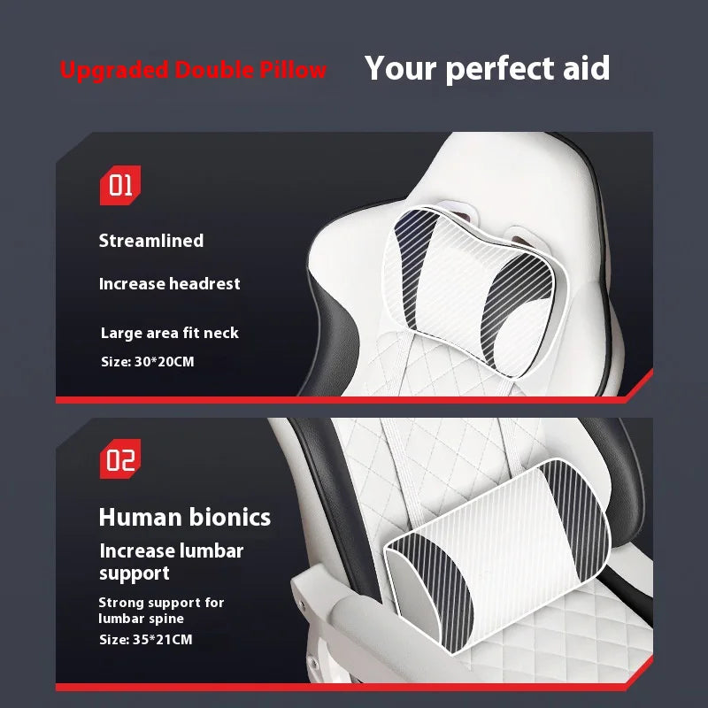 Gaming-Stuhl im Racing-Stil, drehbarer Bürostuhl, 8 cm dickes Latexkissen, verstellbarer Computersitz aus 135 Grad PU-Leder