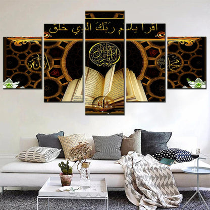 5 Panel Wall Art Home Decor Canvas Painting Modern Islamic Religion HD Pictures for Living Room Decoration Posters and Prints.
