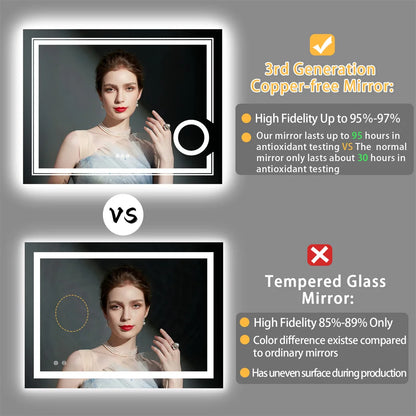 LUVODI LED-Spiegel für Badezimmer, Wandmontage, Vergrößerungsspiegel für Waschraum, Toilette, Dusche, Waschtisch, Make-up, Rasierspiegel