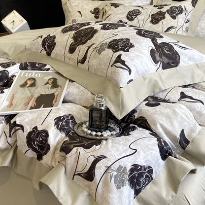 Floral Print 600TC Egyptian Cotton Bedding Queen King Comforter Cover Soft Duvet Cover Set Flat/Fitted Bed Sheet Pillowcases