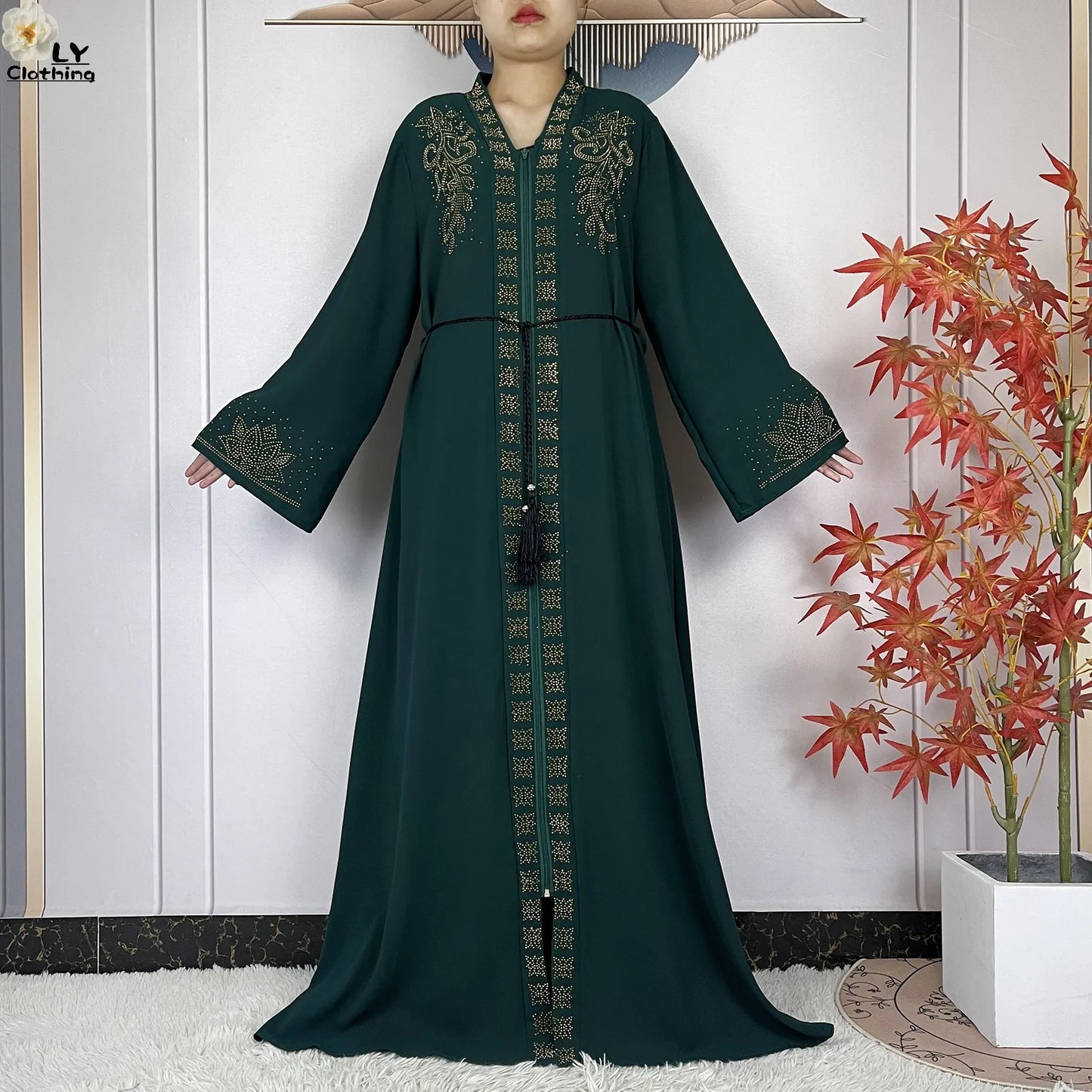 2024 For Women Elegant Dresses Dubai Party Outfits Long Sleeved Chiffon Dashiki Muslim Women Robe Open African Abaya Clothing