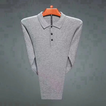 Luxury Men Cashmere Sweater 100% Merino Wool Buttoned Pullover Autumn Winter Polo Collar Knitwear Male Casual Warm Jumper Tops