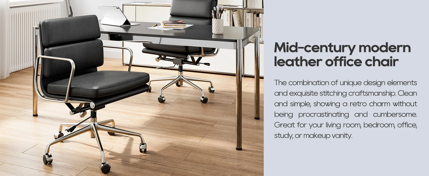 Verstellbarer Bürostuhl aus echtem Leder mit Lordosenstütze, Legierungsarmbasis, Chefsessel, ergonomische Schreibtisch-Computerstühle